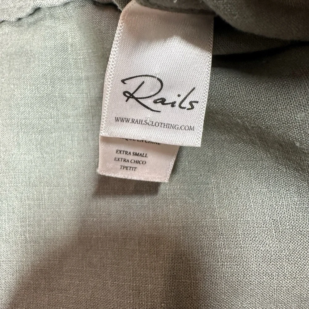 Rails Button Up Shirt Long Sleeve Aztec Trim Olive Green Casual - Picture 7 of 9